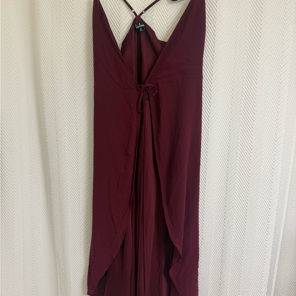 Lulu's Wine-Red Backless Strappy Maxi Dress